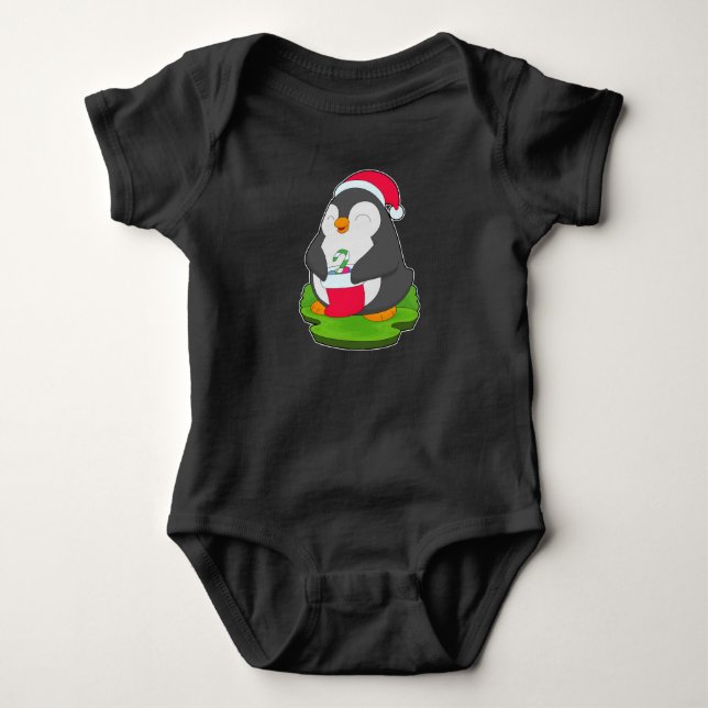 Body Para Bebé Calcetines de Navidades de Navidades de pingüino (Anverso)