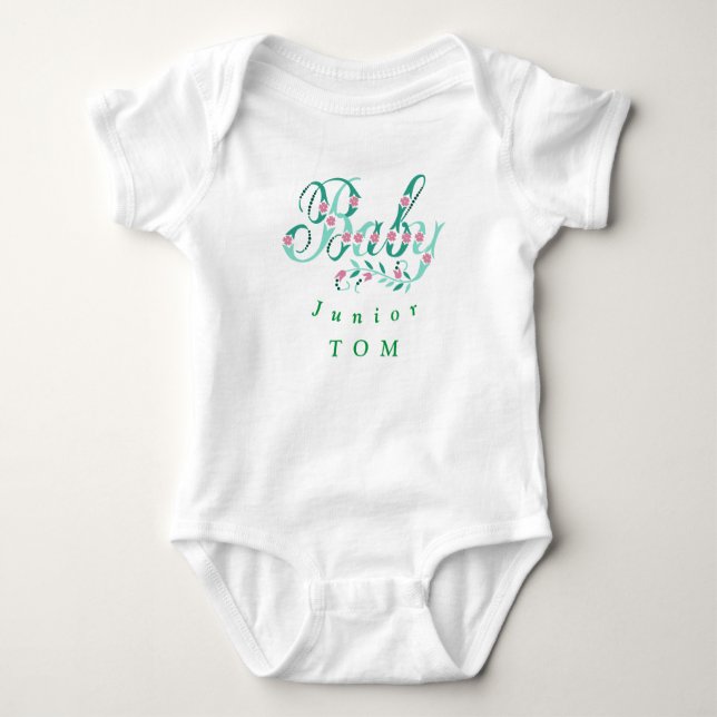 Body Para Bebé Caligrafía júnior Traje de bebé personalizado (Anverso)
