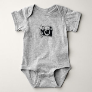 Body Para Bebé Cámara Vintage - Boceto Floral