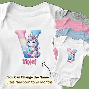 Body Para Bebé Cambia el nombre lindo rosa azul bonito letra V Un