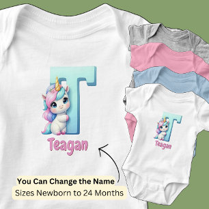 Body Para Bebé Cambia el nombre lindo rosa azul letra T Unicornio