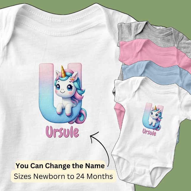 Body Para Bebé Cambia Nombre Rosa Bonito Azul Lindo Letra U Unico (Subido por el creador)