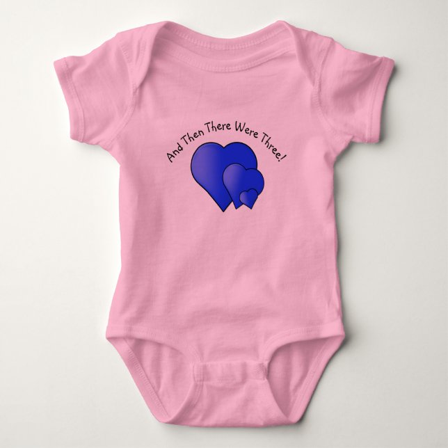 Body Para Bebé ¡Cambia Texto, Entonces Eran Tres! Corazones Azule (Anverso)