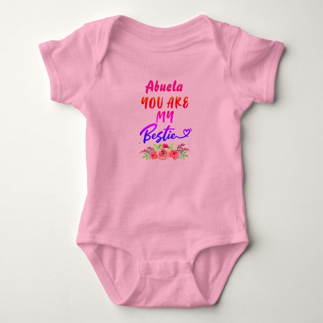 Body Para Bebé Cambiar el nombre de Abuela Eres Mi Flor Bestie (Anverso)