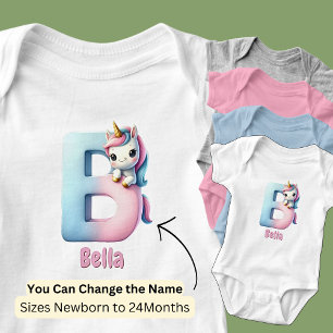 Body Para Bebé Cambiar nombre Bonito Letra rosa azul cúpula B uni