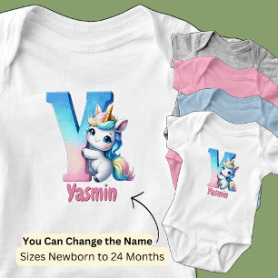 Body Para Bebé Cambiar nombre Bonito Letra rosa azul cúpula Y uni