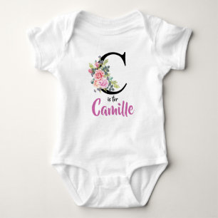 Body Para Bebé Camille Nombre Bebé Traje Letra C Romper Floral