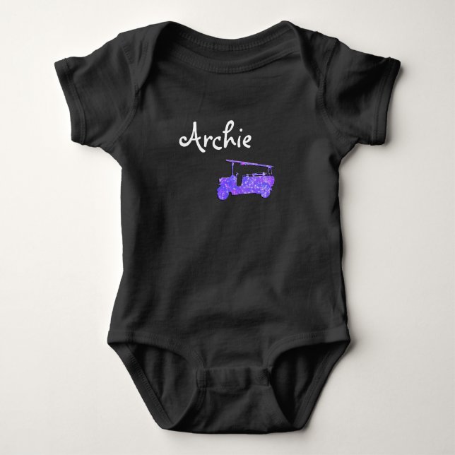 Body Para Bebé Camión de bomberos con chispa azul Archie Name, (Anverso)