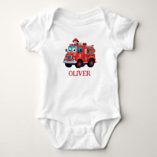 Body Para Bebé Camión de bomberos y niño bombero lindo