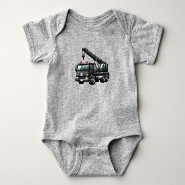 Body Para Bebé Camión de construcción/grúa con edad personalizada (Anverso)