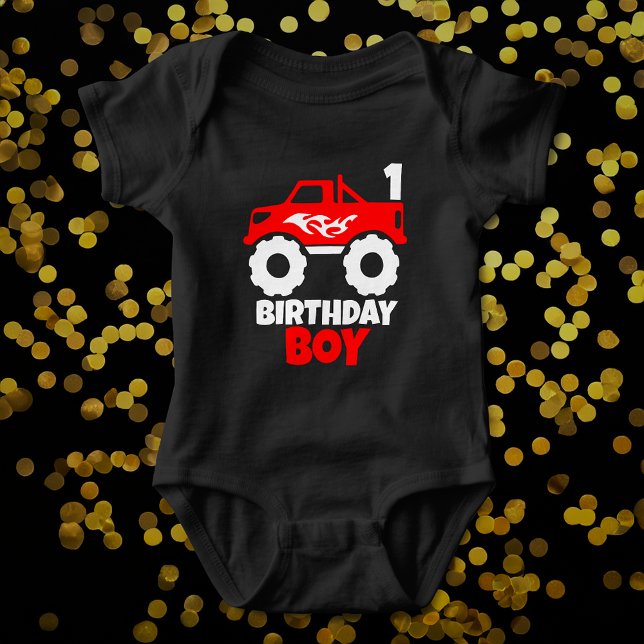 Body Para Bebé Camión de monstruo rojo de cumpleaños con negro de (Subido por el creador)
