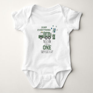 Body Para Bebé Camión de reciclaje verde lindo niños nombre edad 