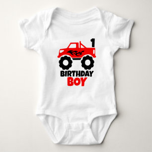 Body Para Bebé Camión monstruo rojo de cumpleaños con edad