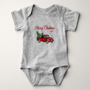 Body Para Bebé Camión rojo Vintage navideño