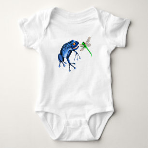Body Para Bebé Camiseta azul de la rana y de la libélula