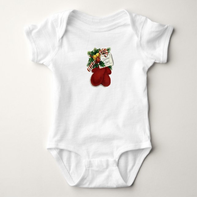 Body Para Bebé Camiseta bebé Mitones de Navidad (Anverso)