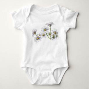 Body Para Bebé Camiseta blanca con margaritas