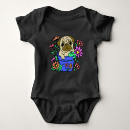 Body Para Bebé camiseta cachorrinho fofo nas flores