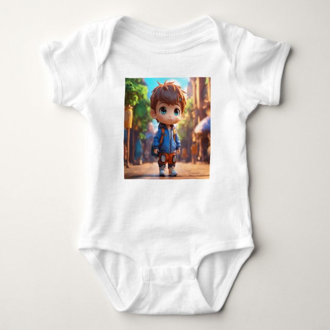 Body Para Bebé Camiseta Chibi Boy en 4D: Realismo Vívido (Anverso)
