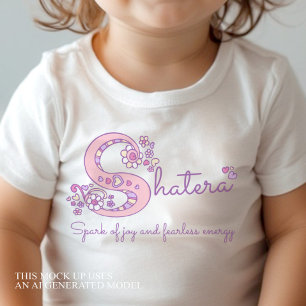 Body Para Bebé Camiseta con monograma S nombre de niña Shatera y 