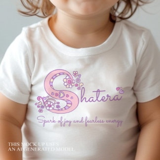 Body Para Bebé Camiseta con monograma S nombre de niña Shatera y