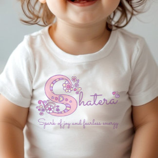Body Para Bebé Camiseta con monograma S nombre de niña Shatera y