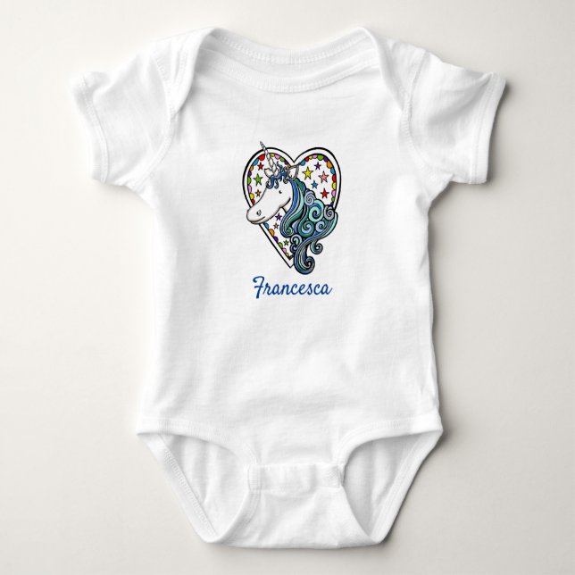 Body Para Bebé Camiseta Corazón de Unicornio (Anverso)