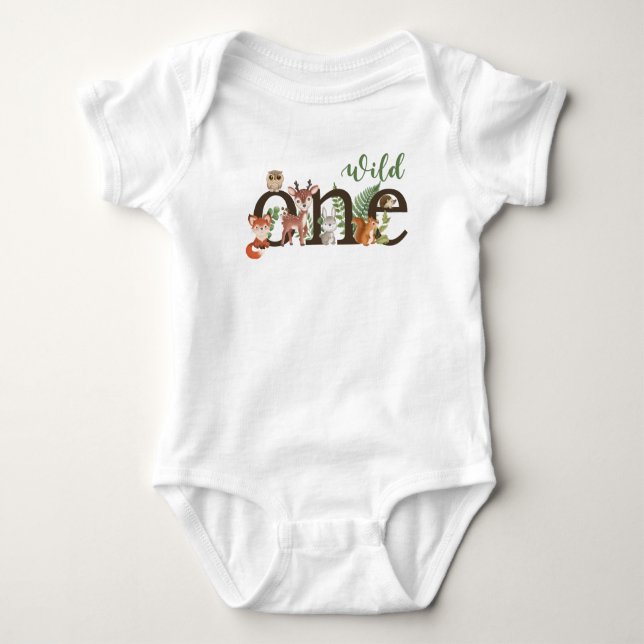 Body Para Bebé Camiseta de animales silvestres de un cumpleaños (Anverso)