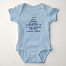 Body Para Bebé Camiseta de anuncio de estadísticas de nacimiento 