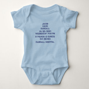 Body Para Bebé Camiseta de anuncio de estadísticas de nacimiento