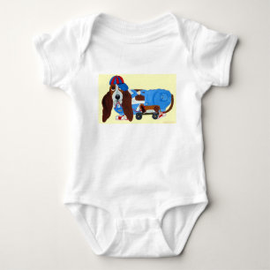 Body Para Bebé Camiseta de Basset Hound con juguete de arrastre