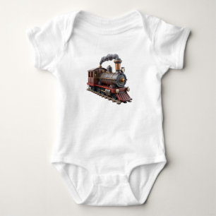 Body Para Bebé Camiseta de bebé 3D de tren de vapor vintage lindo