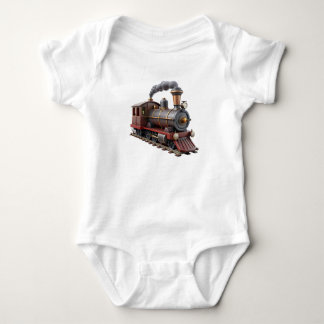 Body Para Bebé Camiseta de bebé 3D de tren de vapor vintage lindo