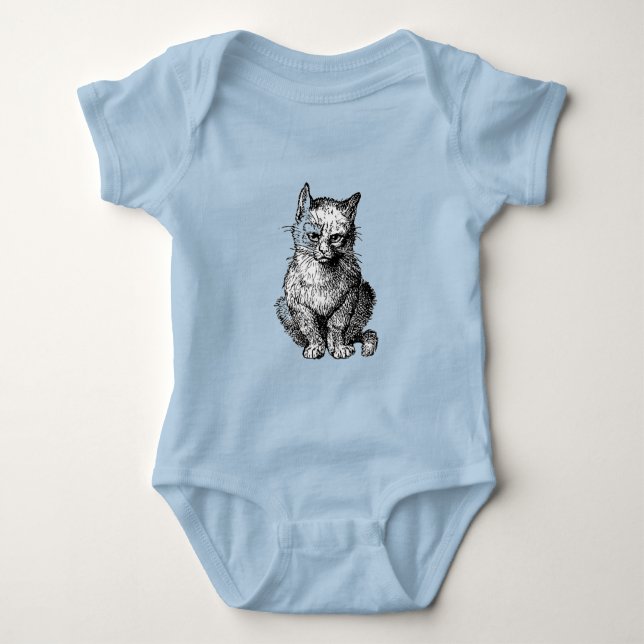 Body Para Bebé Camiseta de bebé animal gato lindo gruñón (Anverso)