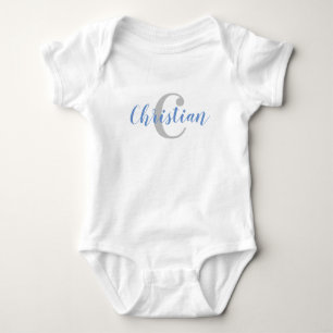 Body Para Bebé Camiseta de bebé azul personalizada con nombre y i