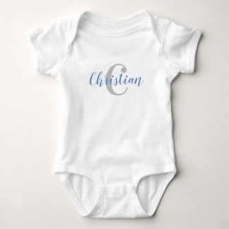 Body Para Bebé Camiseta de bebé azul personalizada con nombre y i