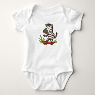 Body Para Bebé Camiseta de bebé cebra skater Jungle Cool on Wheel