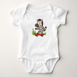 Body Para Bebé Camiseta de bebé cebra skater Jungle Cool on Wheel