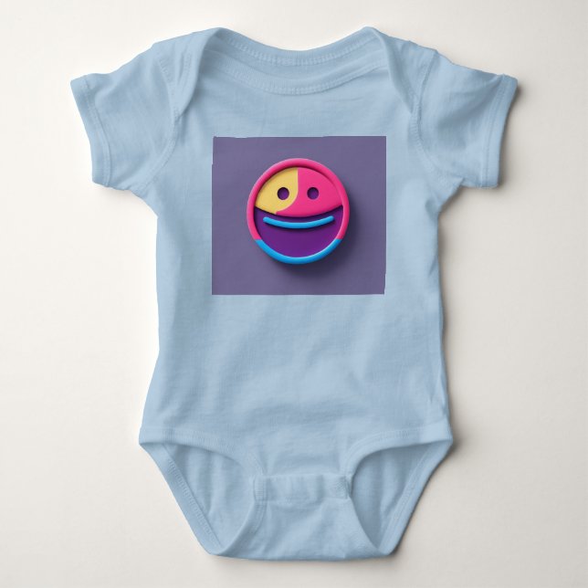 Body Para Bebé Camiseta de bebé con emoticono sonriente adorable (Anverso)