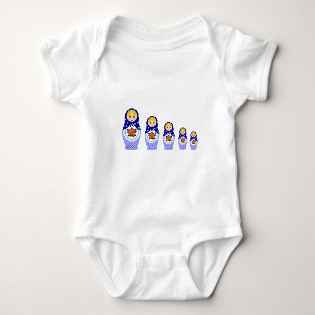 Body Para Bebé Camiseta de bebé de muñecas de armatoshka azul rus (Anverso)
