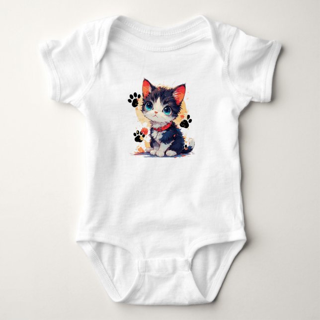 Body Para Bebé Camiseta de bebé gatito lindo (Anverso)