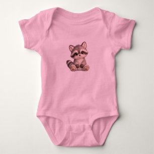 Body Para Bebé Camiseta de bebé niña con diseño de mapache lindo 