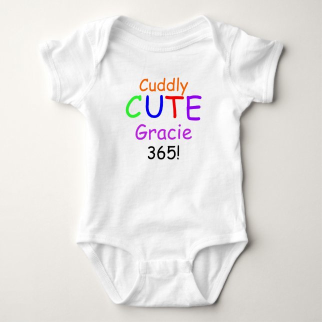 Body Para Bebé Camiseta de bebé niña personalizable Cuddly Cute 3 (Anverso)
