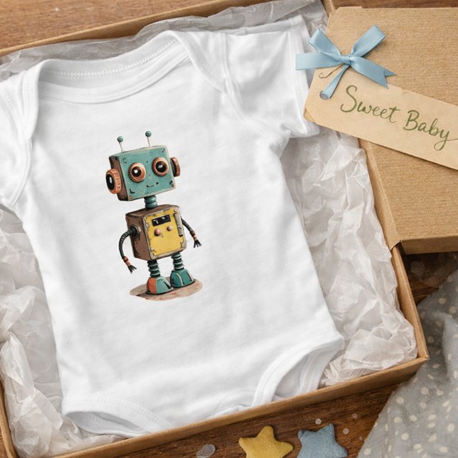 Body Para Bebé Camiseta de bebé robot retro lindo (Subido por el creador)