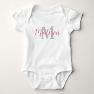 Body Para Bebé Camiseta de bebé rosa personalizada con nombre y i