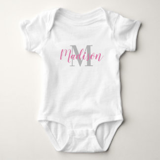Body Para Bebé Camiseta de bebé rosa personalizada con nombre y i