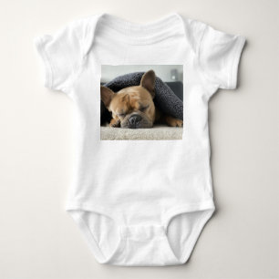 Body Para Bebé Camiseta de bulldog francés debajo de la manta