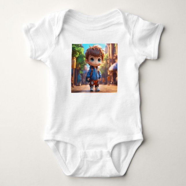 Body Para Bebé Camiseta de Chibi Boy en 4D: Realismo Vívido (Anverso)