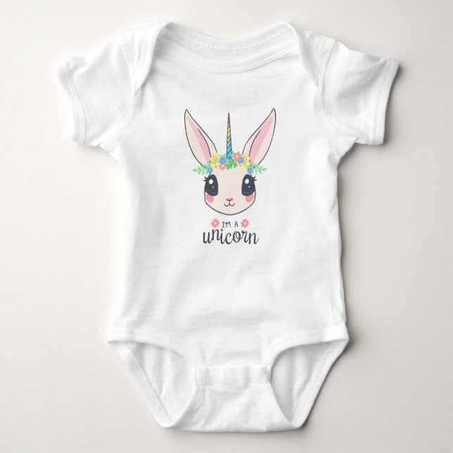 Body Para Bebé Camiseta de conejito unicornio (Anverso)