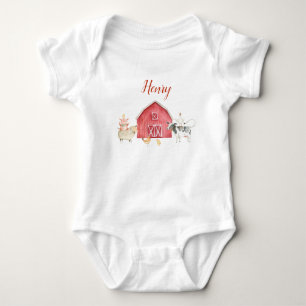 Body Para Bebé Camiseta de cumpleaños con animales de granja y gr